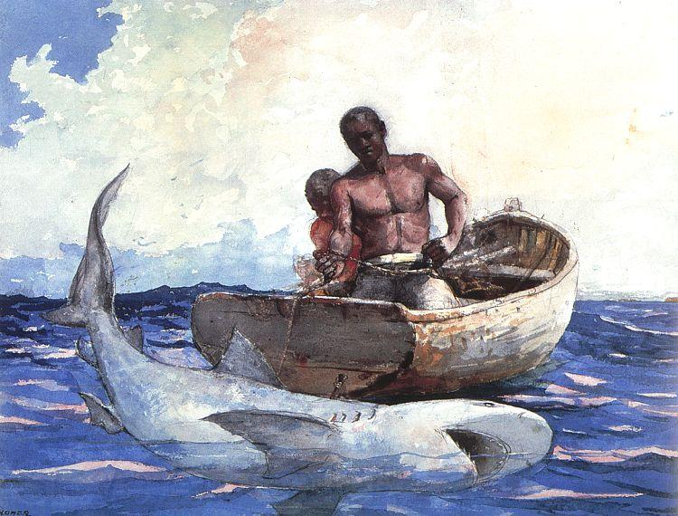 Winslow Homer Shark Fishing Norge oil painting art
